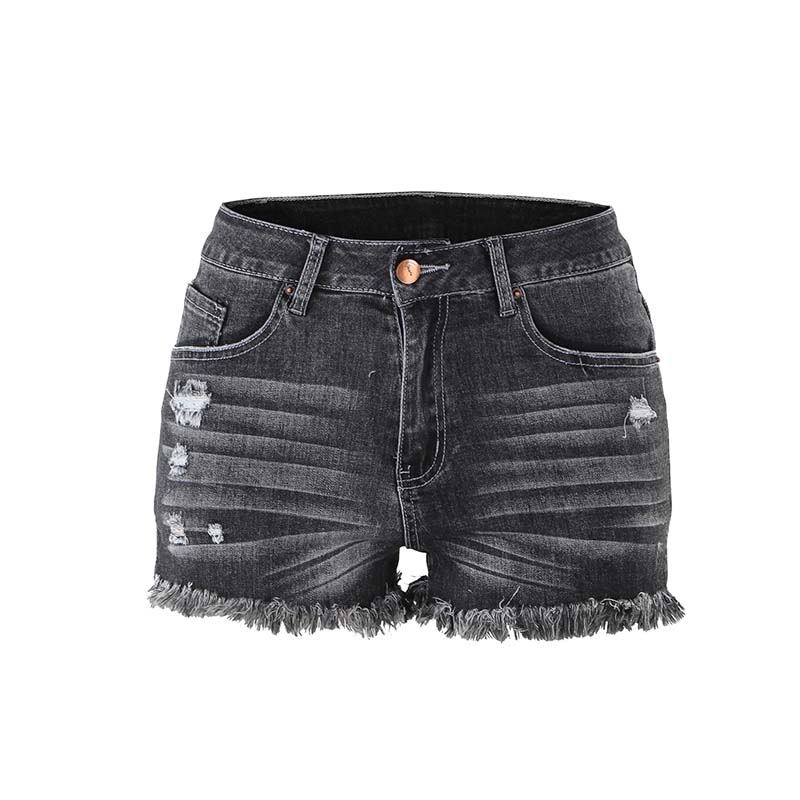 Women Short Jean Sexy Medium Waist Denim Short Pants Tassel Skinny Slim Pants Free Shipping-image-446352133