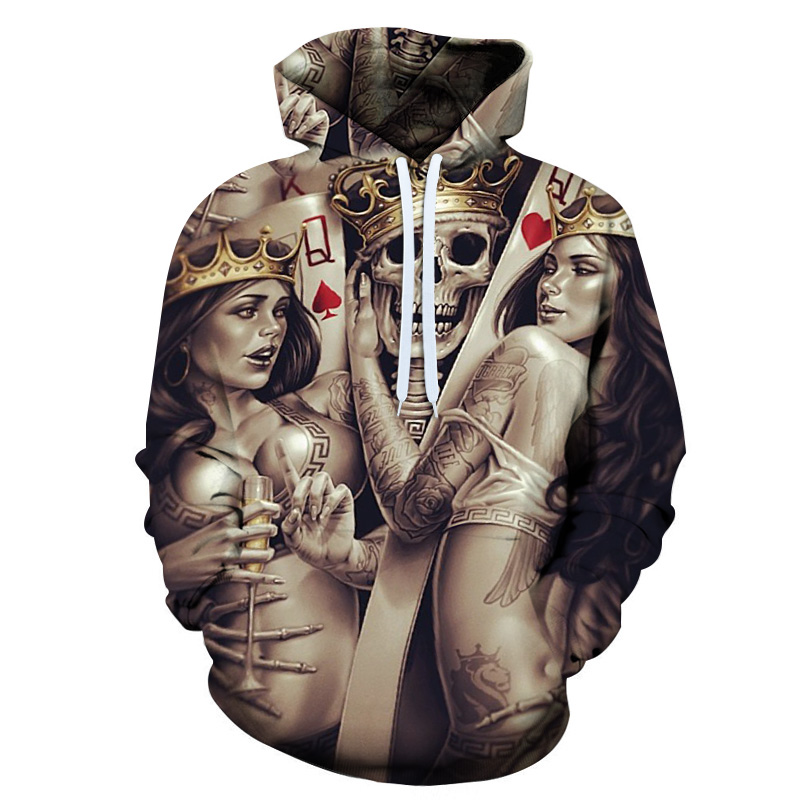 

Fashion Skull Poker 3D Hoodies Men Women Hoodie Casual Brand Sweatshirts Drop Ship Male Jackets Novelty Steetwear Hip Hop Tops, Beige