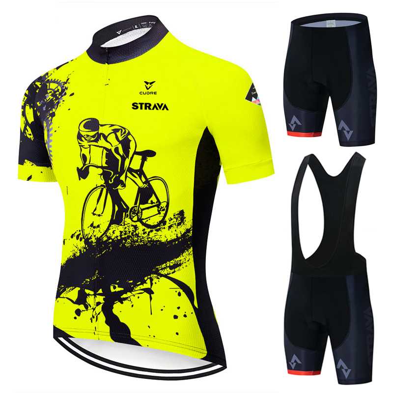 

Cycling Clothing SRTAVA Bright yellow Bike Clothing/Breathable Men Bicycle Wear Cycling Sets Short Sleeve Jerseys sets, Jersey