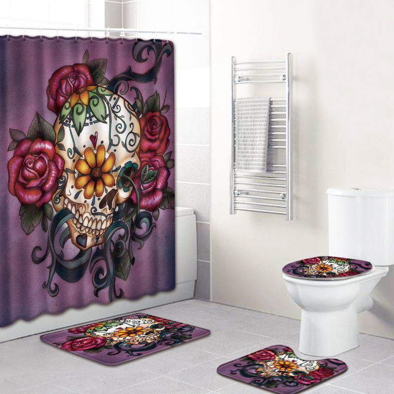 

180*180cm Shower Curtain Bathroom 4 Piece Set Carpet Cover Toilet Cover Bath Non-slip Mat 3D Printed For Home Bathroom Decor Rug