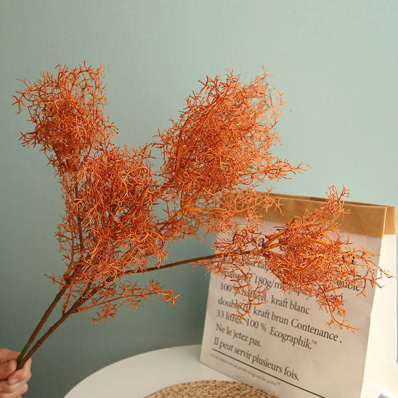 

Artificial plants 3 forks fog seaweed grass branch moss grass home wedding decorative flowers, Orange