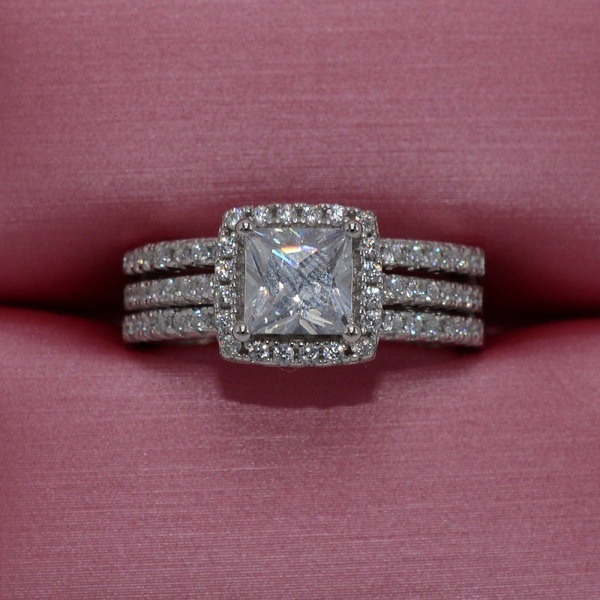 

Luxury Female White Diamond Wedding Ring Set Fashion 925 Silver Filled Jewelry Promise Engagement Rings For Women