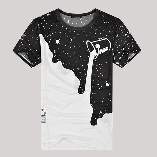 2018 Mode Hommes D'été Lait Versé Modèle Lait Inversé 3D T-shirt Imprimé À Manches Courtes Col Rond Mince T-shirt Décontracté chaud WGTX143