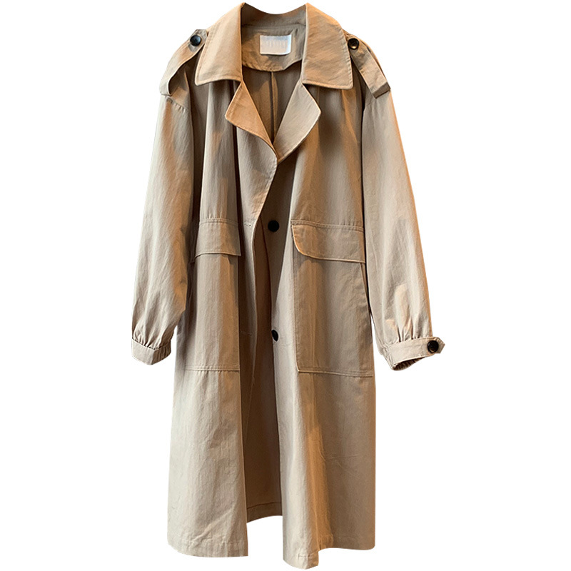 

Autumn Trench Coat For Women New 2020 Single Breasted Turn-down Collar Mid-Long Ladies Windbreaker Casual Women Coats L385, Gray