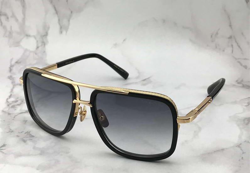 Men Summer Square Pilot Sunglasses Gold/Grey Gradient Titanium Vintage Driving Sun Glasses Mens Sunglasses New in Box