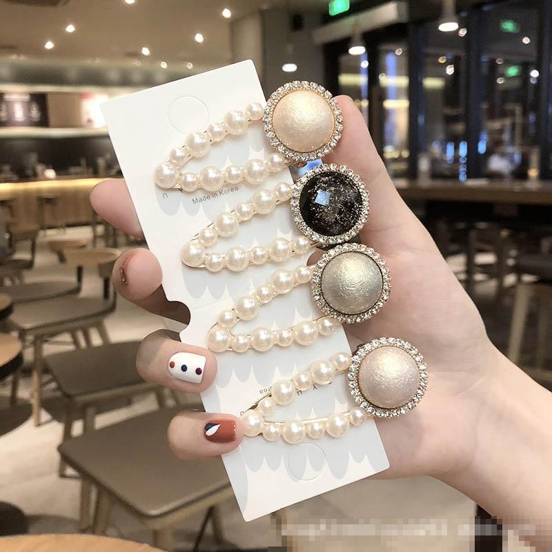 

Ins fashion pearl women hair clips crystal princess girls barrettes hollow women BB clip designer hair accessories for women, Multi-color