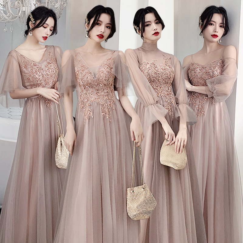 

Female 2020 Fashion Star Long Style Pink Dress Woman Long Sleeve Spring Summer Sexy Beach Maxi Mesh Dresses