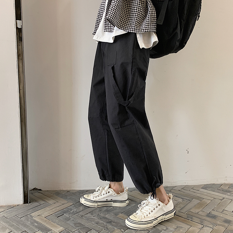 

Nice Autumn Korean Version Of The Boyfriend Wind Loose Retro Wild Personality Casual Pants Joggers Streetwear, Black
