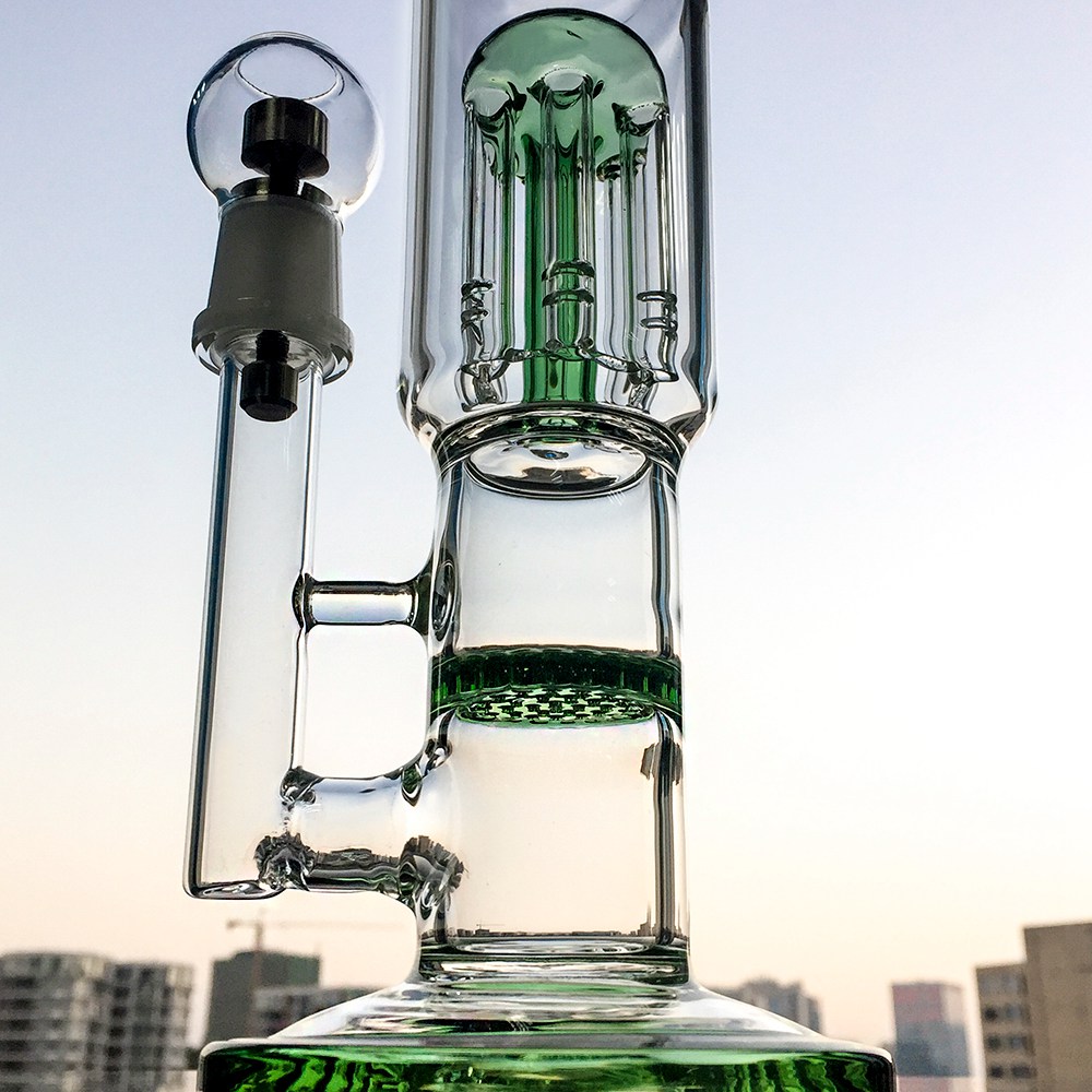 

12" Glass Water Bongs 18mm Perc 8 Tree Arms Percolator Straight Tube Bong Oil Dab Rigs Ice Pinch Water Pipes With Bowl