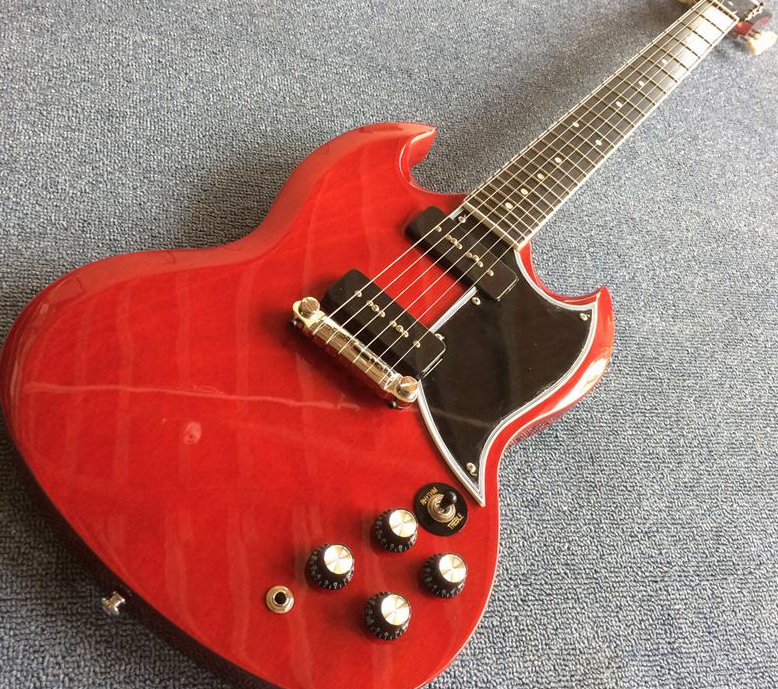 

Promotion! Pete Townsend Wine Cherry Red SG Electric Guitar Black P-90 Pickups, Wrap Around Bridge, Dot Inlay, Chrome Hardware