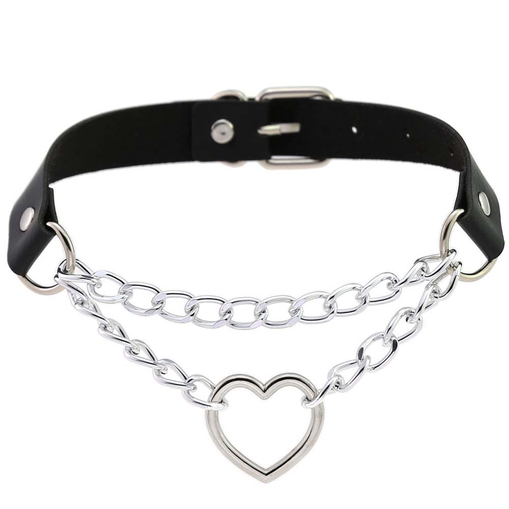 Punk Gothique Collier Tour de Cou 6 Couches Holographique Laser En Cuir Collier Femmes Fille