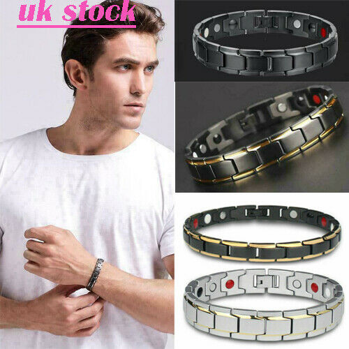 

Hirigin Fashion Magnetic Therapeutic Energy Healing Bracelet Stainless Steel Magnetic Therapy Bracelet hologram wristband