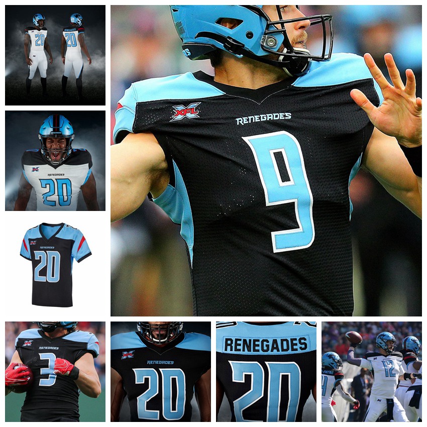

Renegades Jerseys Freddie Martino Jersey Flynn Nagel Donald Parham Sean Price Julian Allen Black XFL Football Jerseys Custom Stitched, Womens white