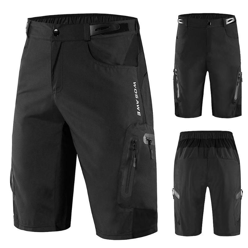 

Cycling Shorts Men Breathable Quick Dry MTB Bike Short Outdoor Sports Running Biking Riding Fitness Summer With 7 Pockets, Black