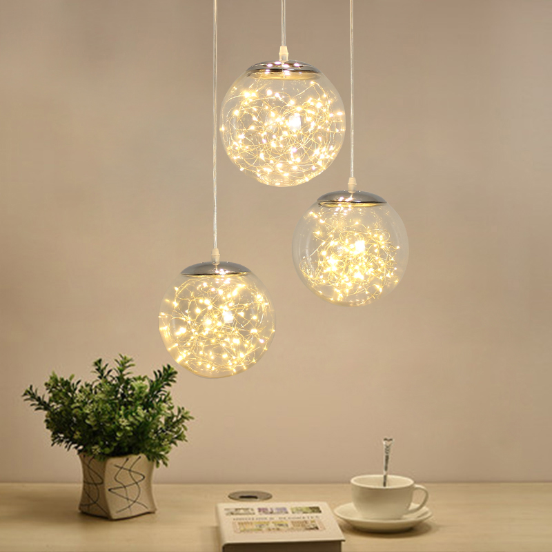

Nordic creative clear glass ball pendant lighting fixture home deco dining room loft glowworm LED String pendant lamp