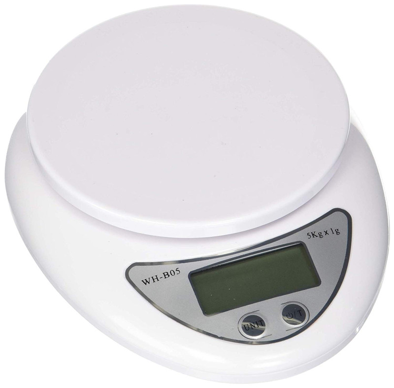 

Wh-B05 Electronic Digital Kitchen Food Scale Digital Weight Scale 5000 g/1 g Balance Weighting Tool LED Electronic, White