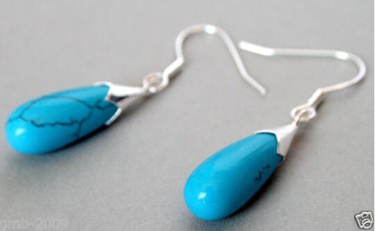 

brinco brincos wholesale good Hot sale new Style >>>>New Pair Blue stone 925 Sterling Silver Teardrop Earrings for women jewelry