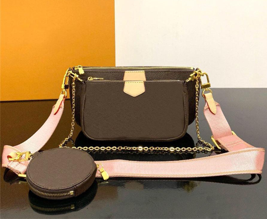 

Designer shoulder bag Top quality Triple luxury wallet Crossbody bag designer purse Three-piece combination Evening Bags, Black shoulder strap