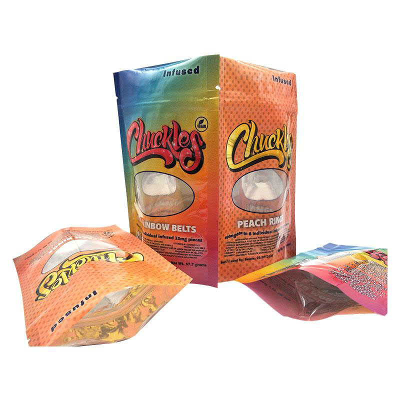 

420 Smell proof Chuckles infused 50mg gummies exotic gummy worm peach ring mini rainbow belts 710 edibles package bag