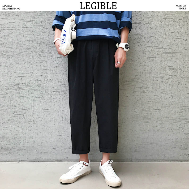 

LEGIBLE Summer Men Pants Casual Elastic Waist Mens Ankle-length Pants Loose Sweatpants Trousers Jogger 5XL, Green