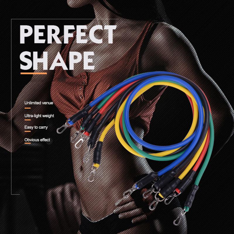 

11-piece Fitness Resistance Tube Band Gourd Hook Set Gym Stretch Pull Rope Exercise Training Expander Pilates Yoga Workout