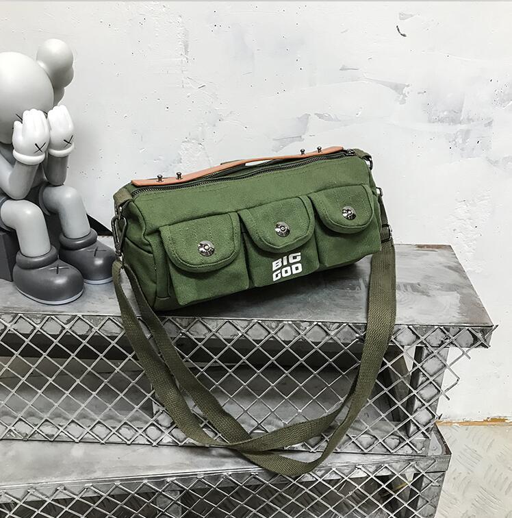 

wholesale men handbag new multi-pocket fashion shoulder bag fashion multi-functional canvas messenger bag hong kong wind canvas backpack