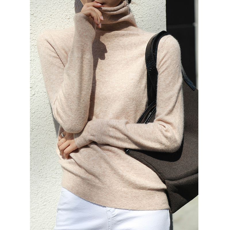 

Fall and Winter 2019 New Korean Knitted Shirt High-collar Bottom Shirt Pure Color Temperament Leisure Women's Wear, Black