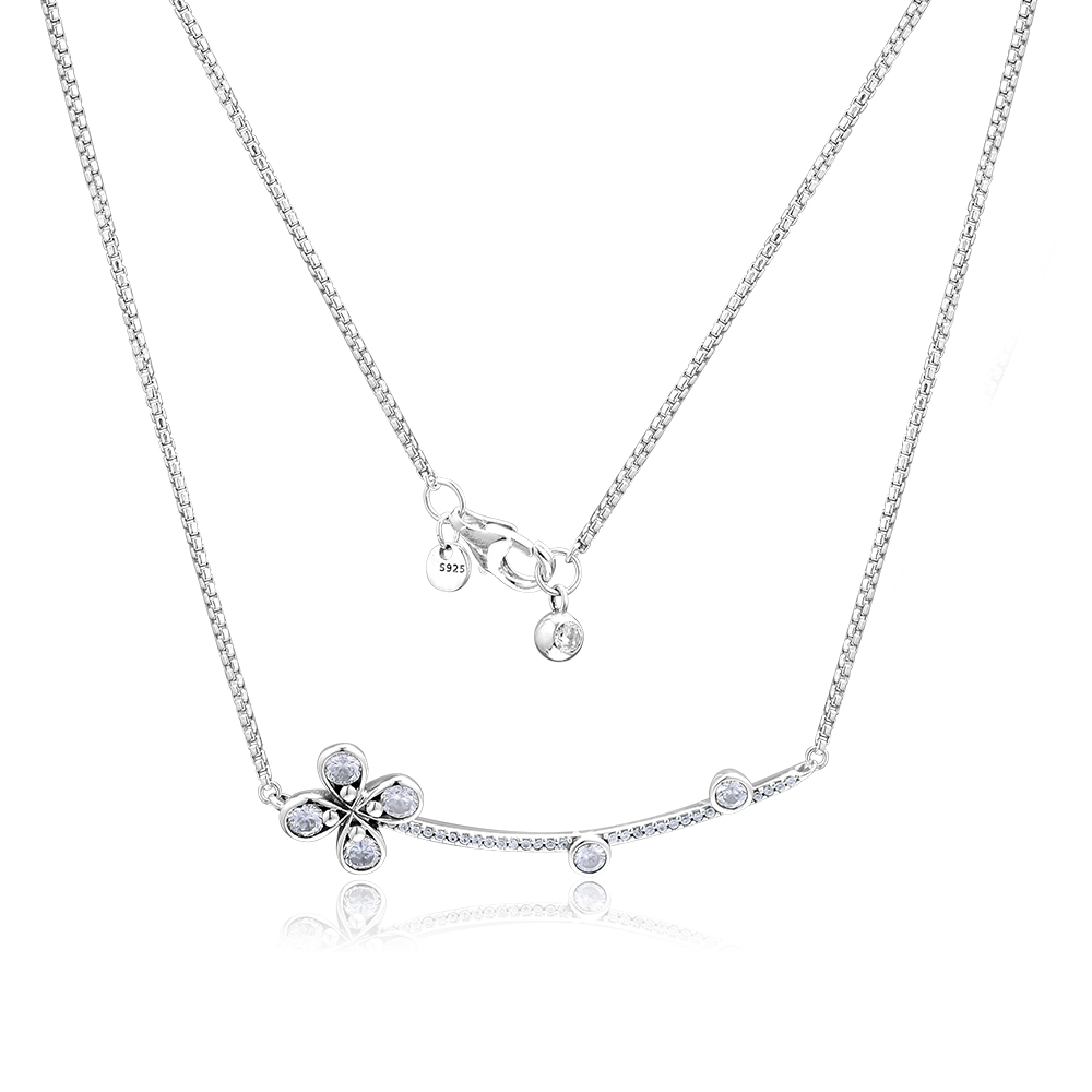 2019 Spring New Arrival Four-Petal Flower Necklaces 925 Sterling Silver Necklace Pendants Fashion Pendant Fits for Women Jewelry Making-image-460423039