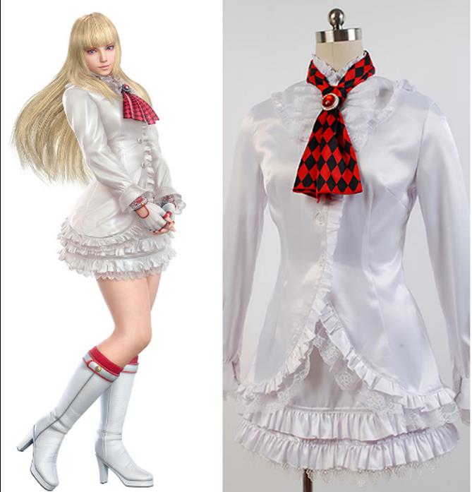 

Game Tekken 6 LILI Cosplay Costume White Dress Full Set for Halloween