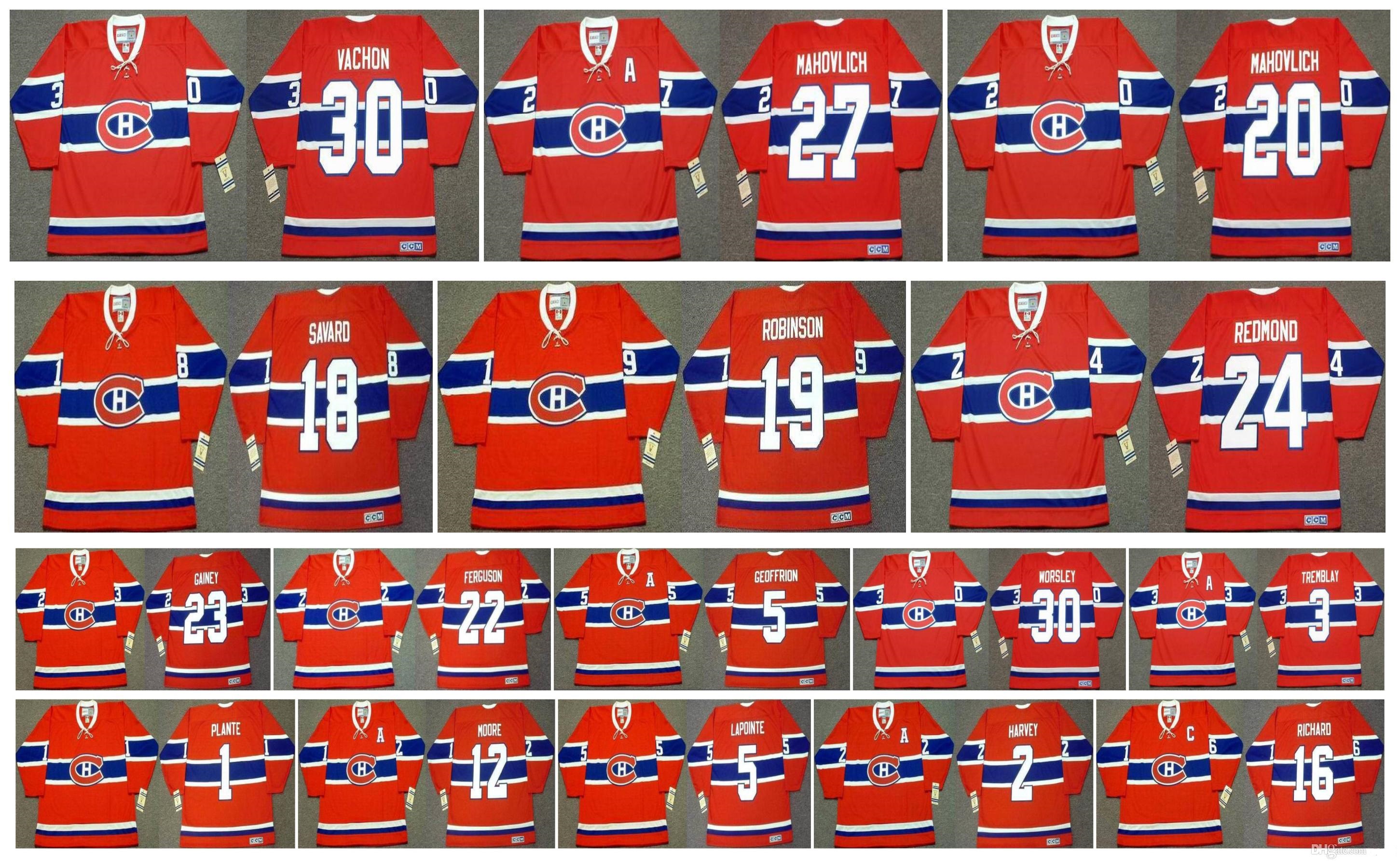 

Vintage Montreal Canadiens Jersey 5 Guy Lapointe 1 Jacques Plante 12 Dominic Moore 2 Doug Harvey 16 Henri Richard BobGainey Custom Hockey, Colour 3