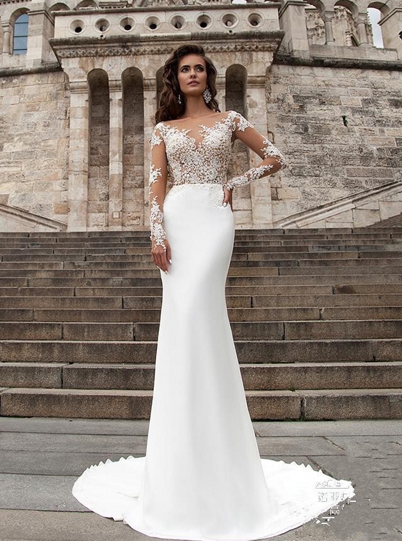 Sexy Long Sleeves Lace Wedding Dresses Milla Nova Beach A Line Sweep Train Button Back Bohemian Wedding Dress Bridal Gowns
