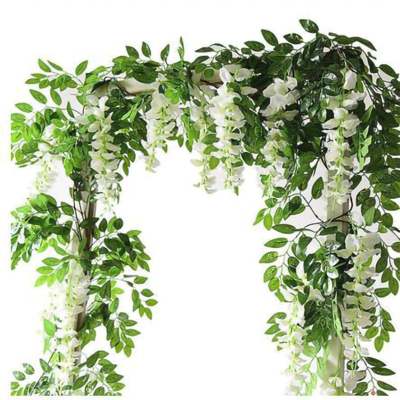 

2M Wisteria Artificial Flowers Vine Garland Wedding Arch Decoration Fake Plants Foliage Rattan Trailing Faux Flowers Ivy Wall, Pink