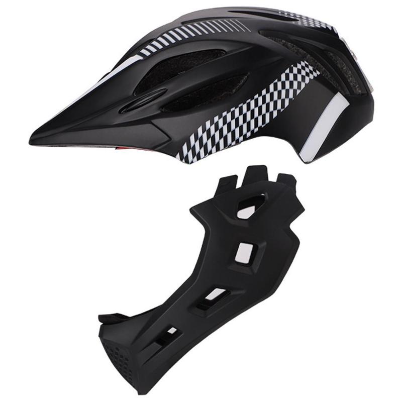 

GloryStar Children Detachable Full Face Bicycle / Mountain Road Bicycle Safety Helmet with Tail Light, Black blue