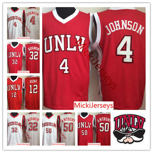 

Mens NCAA UNLV Runnin Rebels Larry Johnson College Basketball Jerseys Anderson Hunt Stacey Augmon Greg Anthony UNLV REBELS Jersey, 50 greg anthony