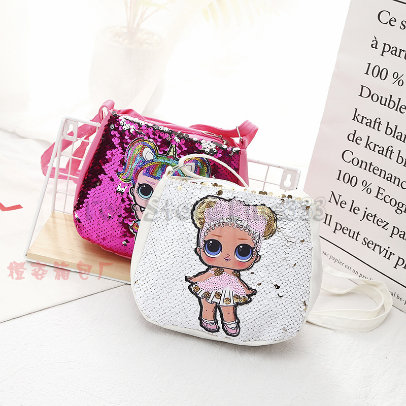 

lol Backpack lol Crossbody bag Cartoon Sequins Teenagers Anime Kids Student School Bag Travel Bling Rucksack Bags For Kid and Adult, Peach