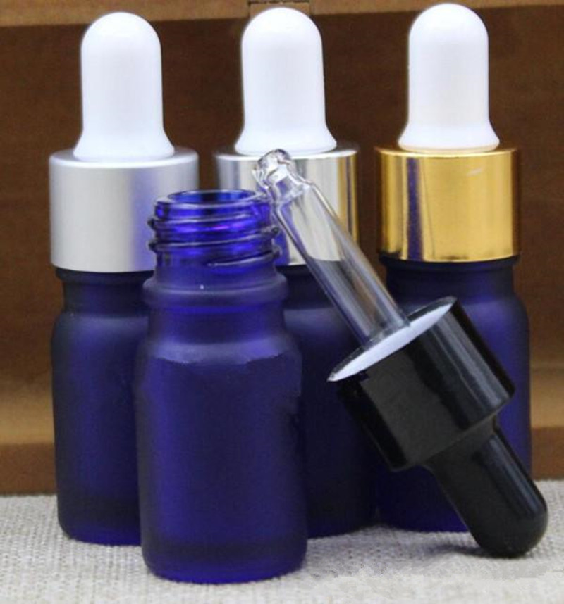 

ecig 5g vape frosted glass dropper bottle 5ml matte amber/green/blue/clear glass small bottle with gold silver black cap