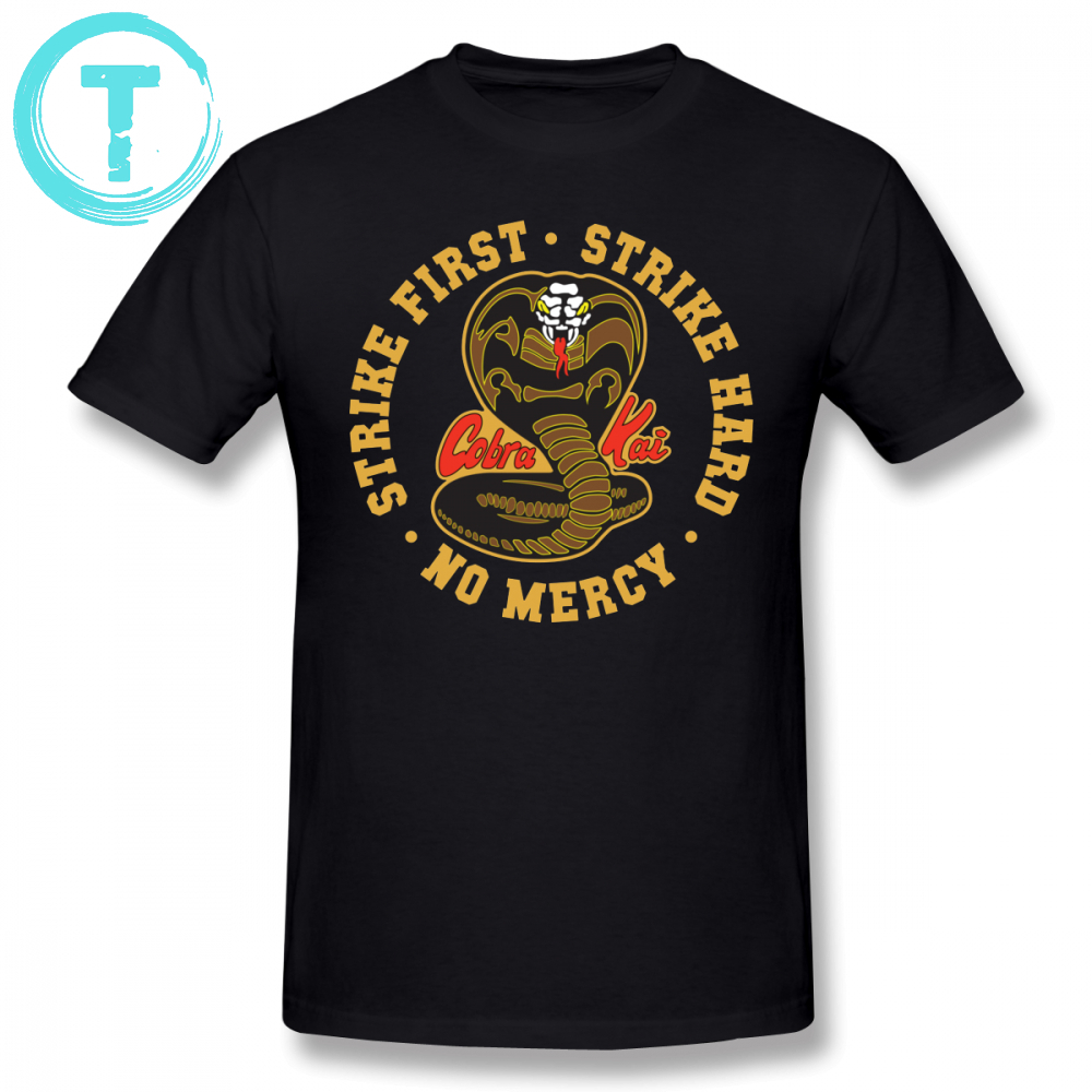 

Karate Kid T Shirt Cobra Kai Strike First Strike Hard No Mercy Hd Logo T-shirt Short Sleeves Basic Tee Shirt 4xl Mens Tshirt J190612, Navy blue