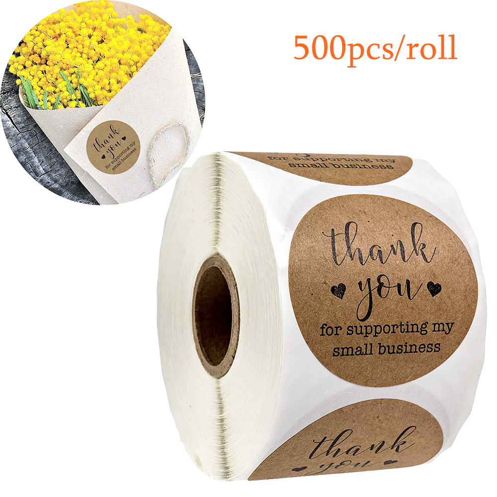 Thank You Stickers Kraft Round Foil Easy-Pull Adhesive Foil Labels 1500