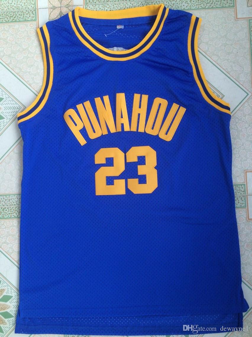 

#23 Barack Obama Punahou Jersey Cheap Obama White Blue College Shirts Stitched Commemorative Edition Basketball Jerseys