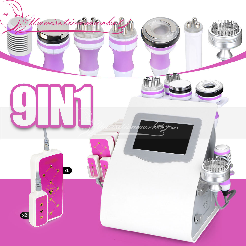 Multi-function 9 IN 1 Unoisetion cavitation 40k Cellilute Slimming Cold Photon Micro Current Laser 5mw Beauty Machine