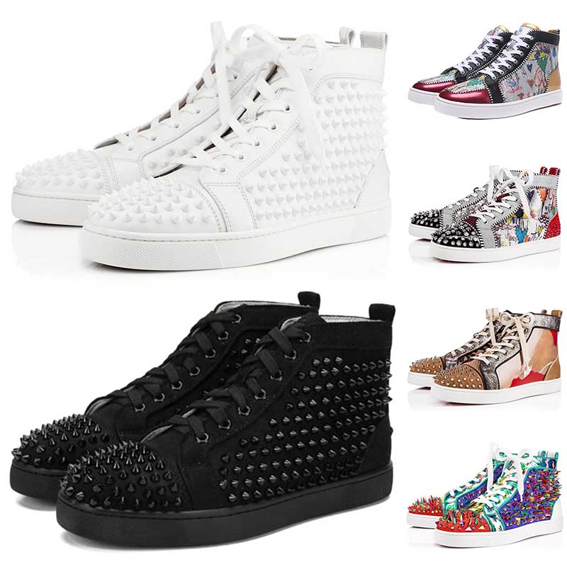

2022 Brand Designer Studded Spikes Christians Shoes Red Bottoms shoe for Mens Women High Boots Party Lovers Genuine Leather Luxury Booties Sneakers With Box, B17