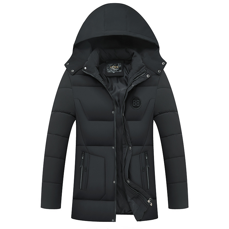 

Long Thick Warm Winter Jacket Men Parka Hooded Business Casual Solid Winter Coat Male Overcoat, Deep green