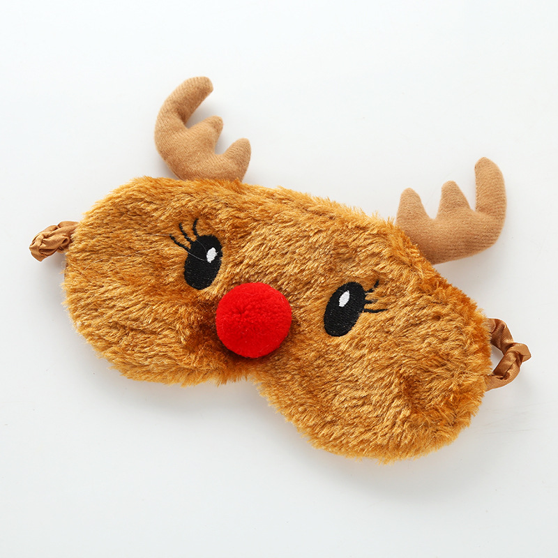 

Christmas Deer cute animal eye cover Plush Fabric Sleeping Mask Eyepatch Winter Cartoon nap Eye Shade for Christmas gift