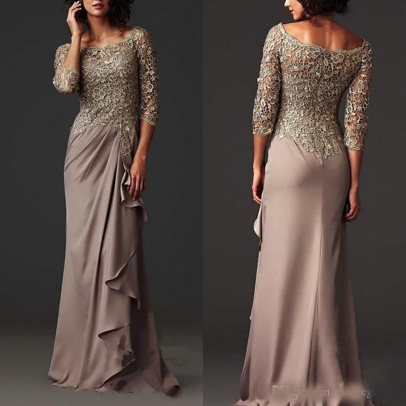

2020 Modest Evening Dresses Elegant Sheer Lace Mother of the Bride Groom Dresses Formal Arabic Party Gowns with Long Sleeves Floor Length
