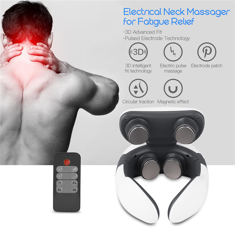 2020 new Hot 4D Floating Smart Magnetic Pulse Neck Massager Far Infrared Heating Pain Relief Cervical Massage Remote Control-image-524466186
