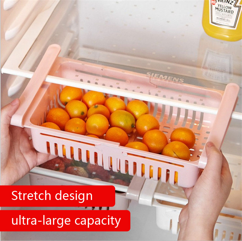 

The New Basket Fridge organizer refrigerator Retractable drawer Type Container Box FoodFruit organizer Storage tray kitchen