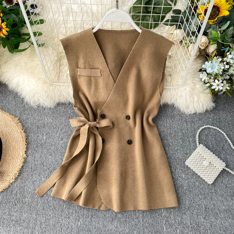 

2019 new fashion women's clothing Vest knitting womens vest vests, Black