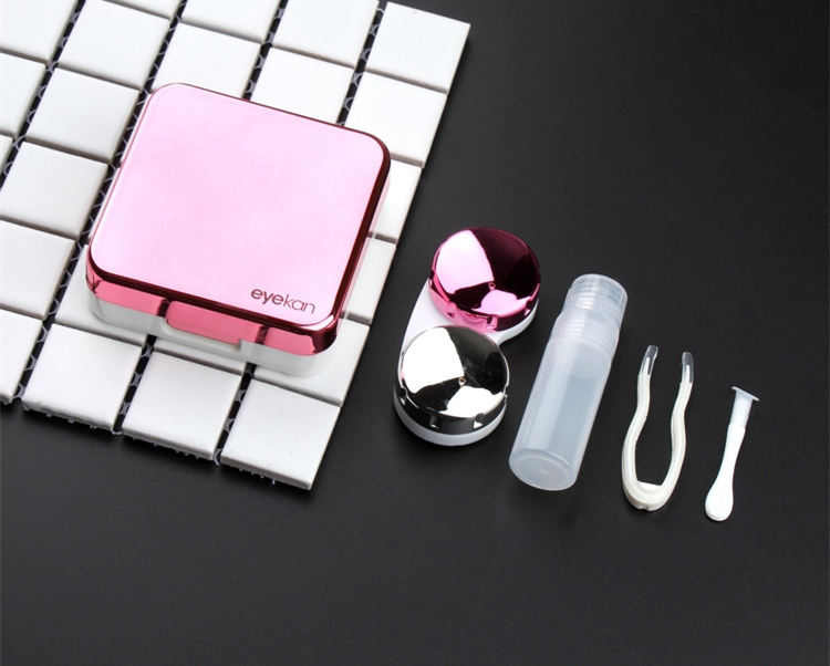 

New reflective Cover contact lens case with mirror color contact lenses case Container cute Lovely Travel kit box Women