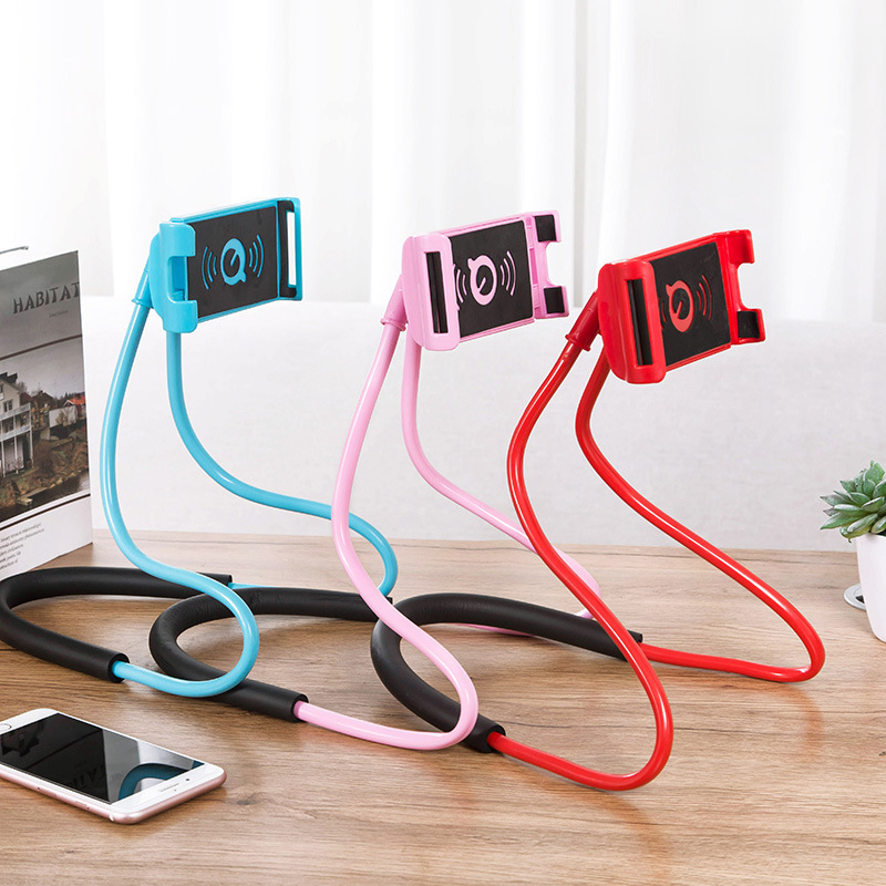 

Flexible Mobile Phone Holder Hanging Neck Lazy Necklace Bracket Bed 360 Degree Phones Holder Stand For iPhone Xiaomi Huawei Samsung, White