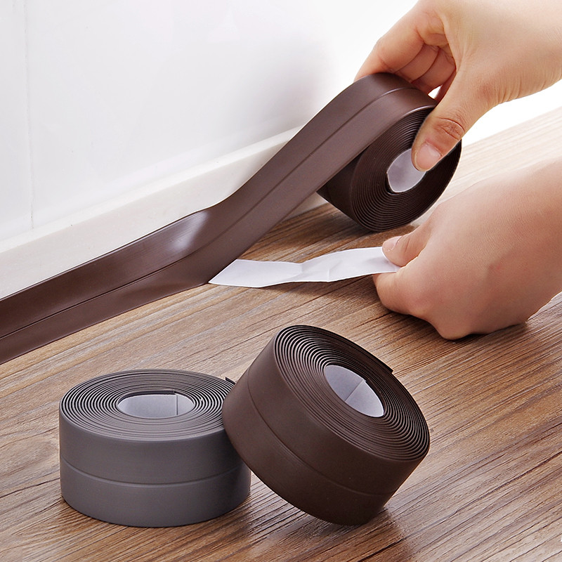 

4 Color Kitchen Self-adhesive Wall Seal Ring Tape Waterproof Mould Proof PVC Trim Roll Tape Bathroom Accessories